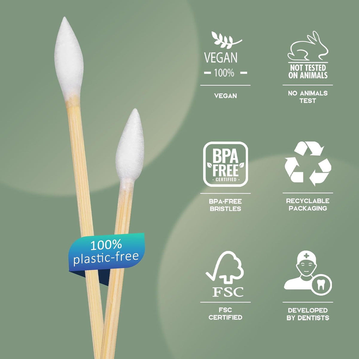Isshah Bamboo Cotton Swabs 6 Inch - Double-Ended Pointed - 500 Count