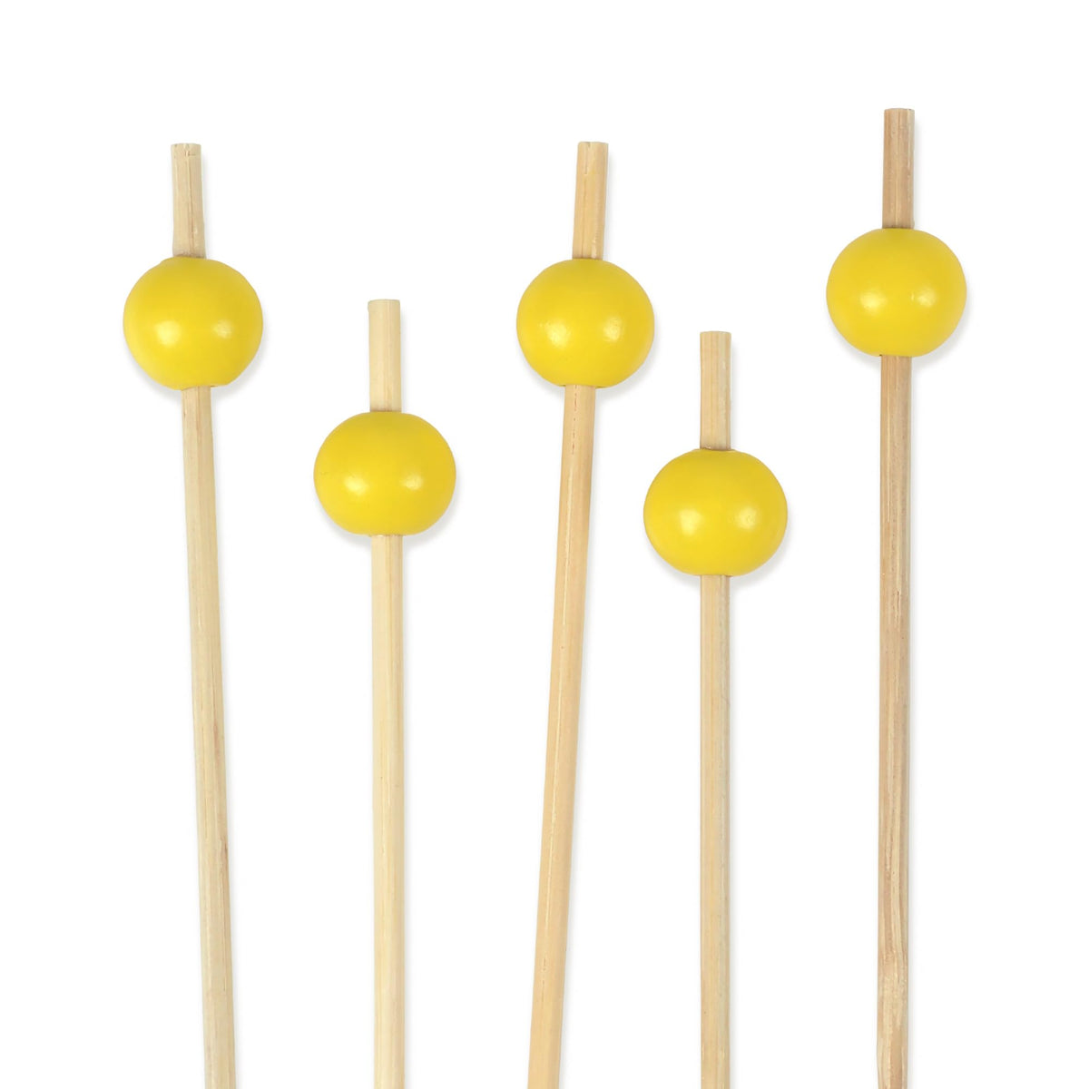 BambooMN Ball End Cocktail Picks - 3" (7.62cm) - Clear - 100 Pieces