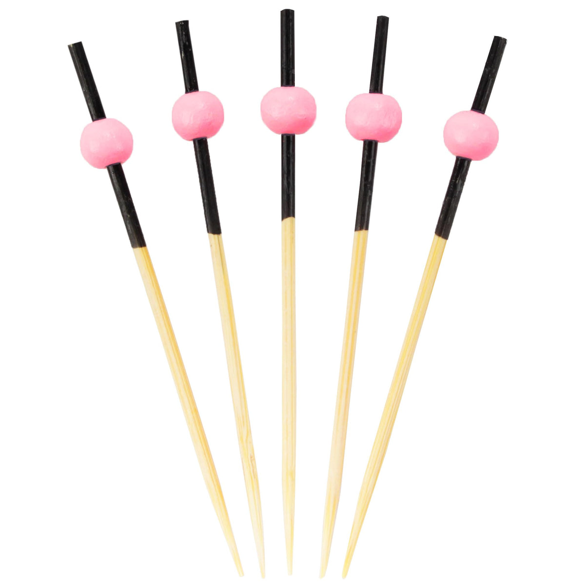 BambooMN Ball End Cocktail Picks - 3" (7.62cm) - Clear - 100 Pieces