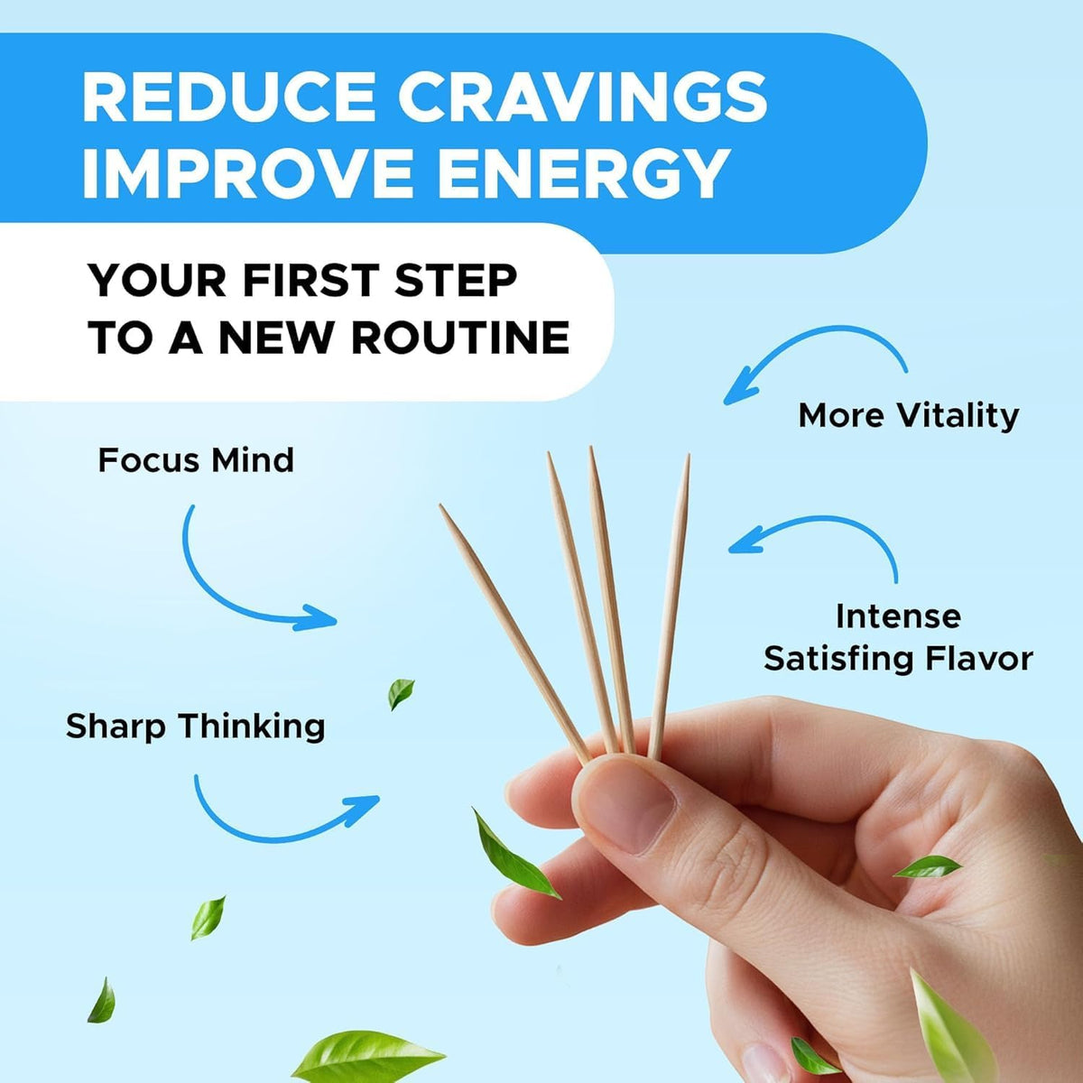 PurePix Energy Caffeine Flavored Toothpicks, Spearmint, 3-Pack, 60ct