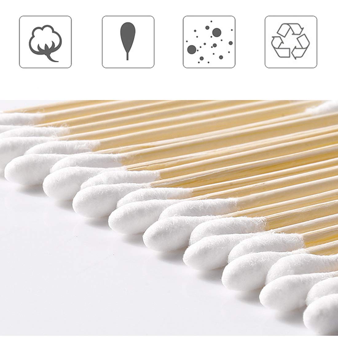 Cotton Swabs 2000ct (20 Pack) With Wooden Sticks, Double-Tipped Cotton Buds