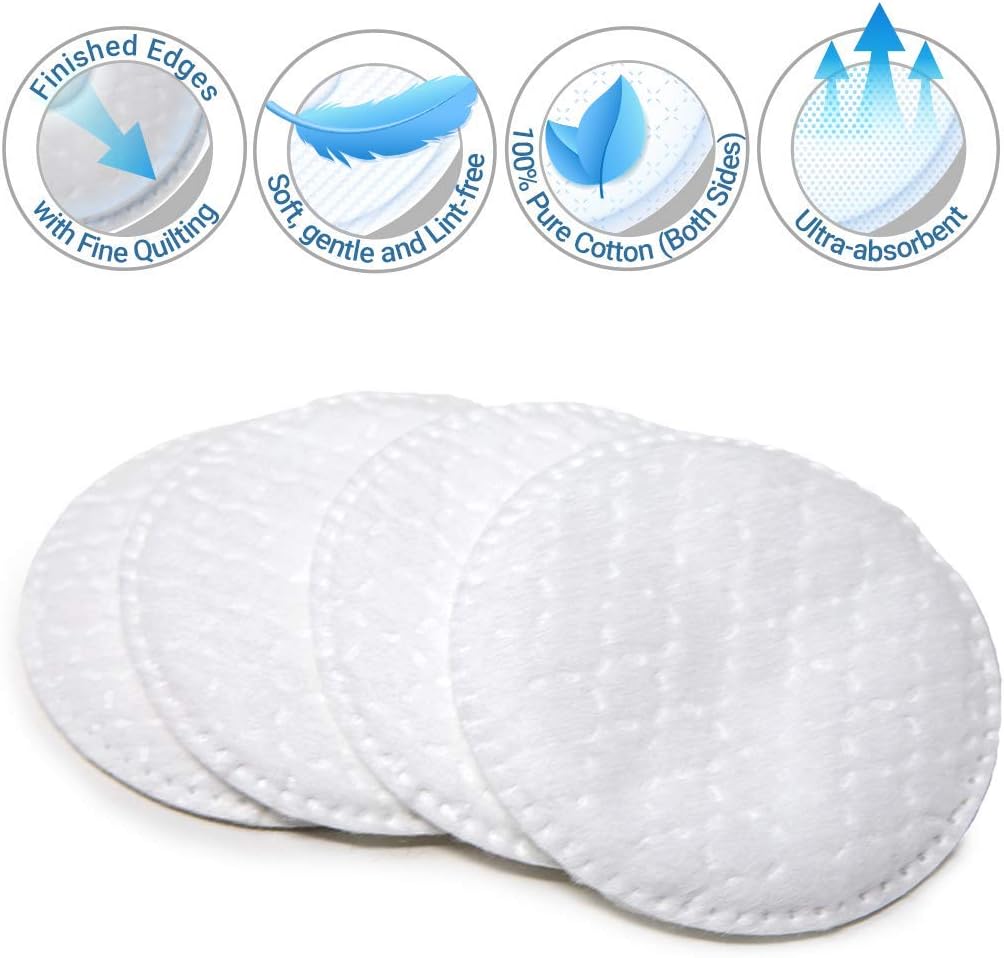 ForPro Professional Collection ForPro Premium Stitched Cotton Rounds, 100% Pure Cotton Pads for Removing Makeup, Nail Polish, and Cleansing Face, Pack of 6, Counts 600