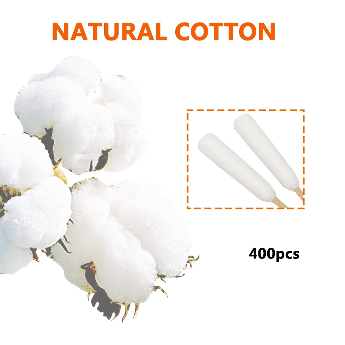 6 Inch Long Cotton Swabs of Medium&Large Pets Ears Cleaning,Makeup 400pcs