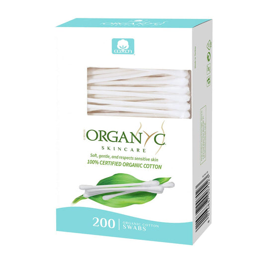 Organyc - 100% Certified Organic Cotton Swabs - No Man-Made Materials 200 count (6 Pack)