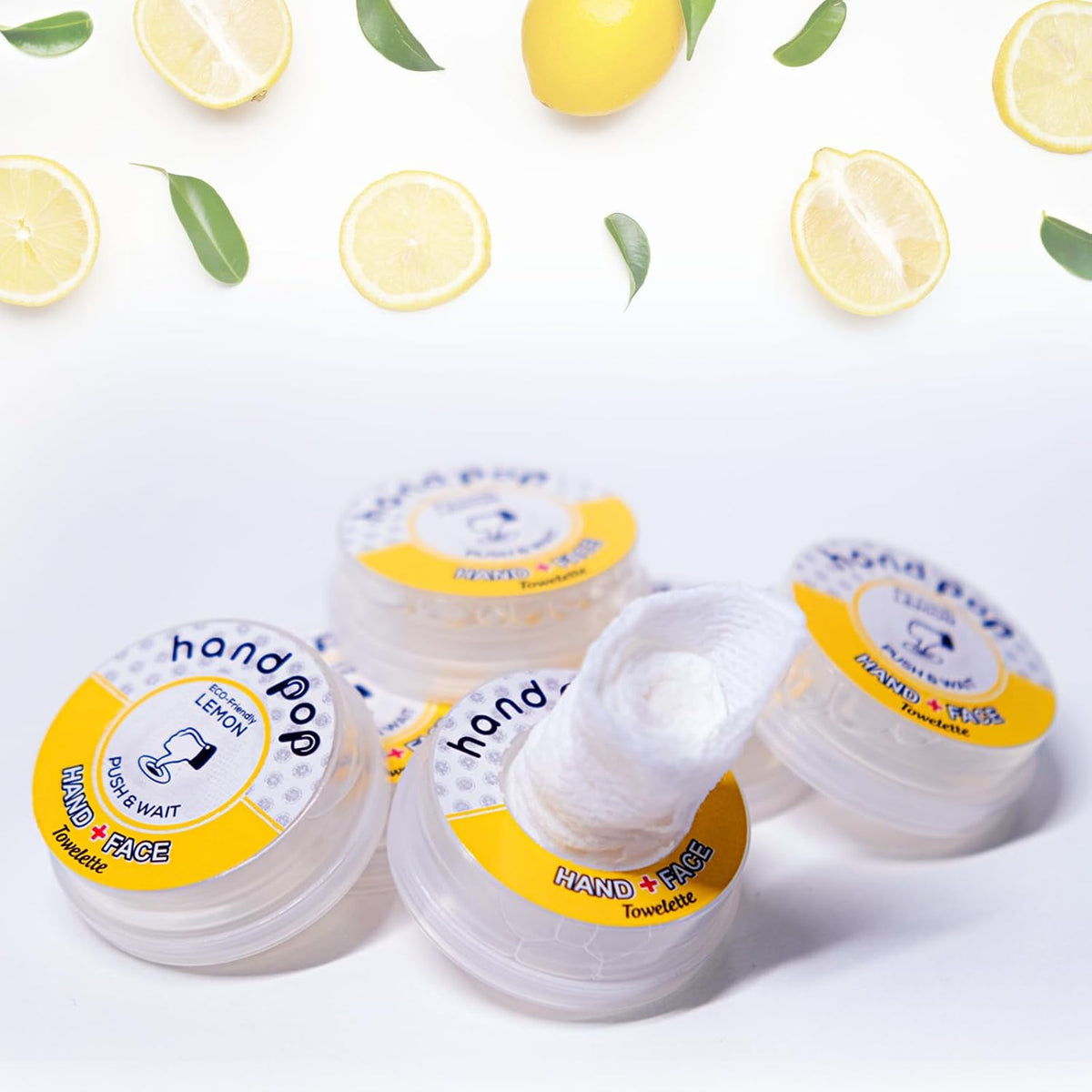 Hand Pop Lemon Scented Wipes - 24 Pack of Travel Size Wet Towelettes, Alcohol-Free, Wipes for Skin Hydration, Convenient, Eco-Friendly, Refreshing, Fits in Gym Bag, Purse, Pocket, or Luggage