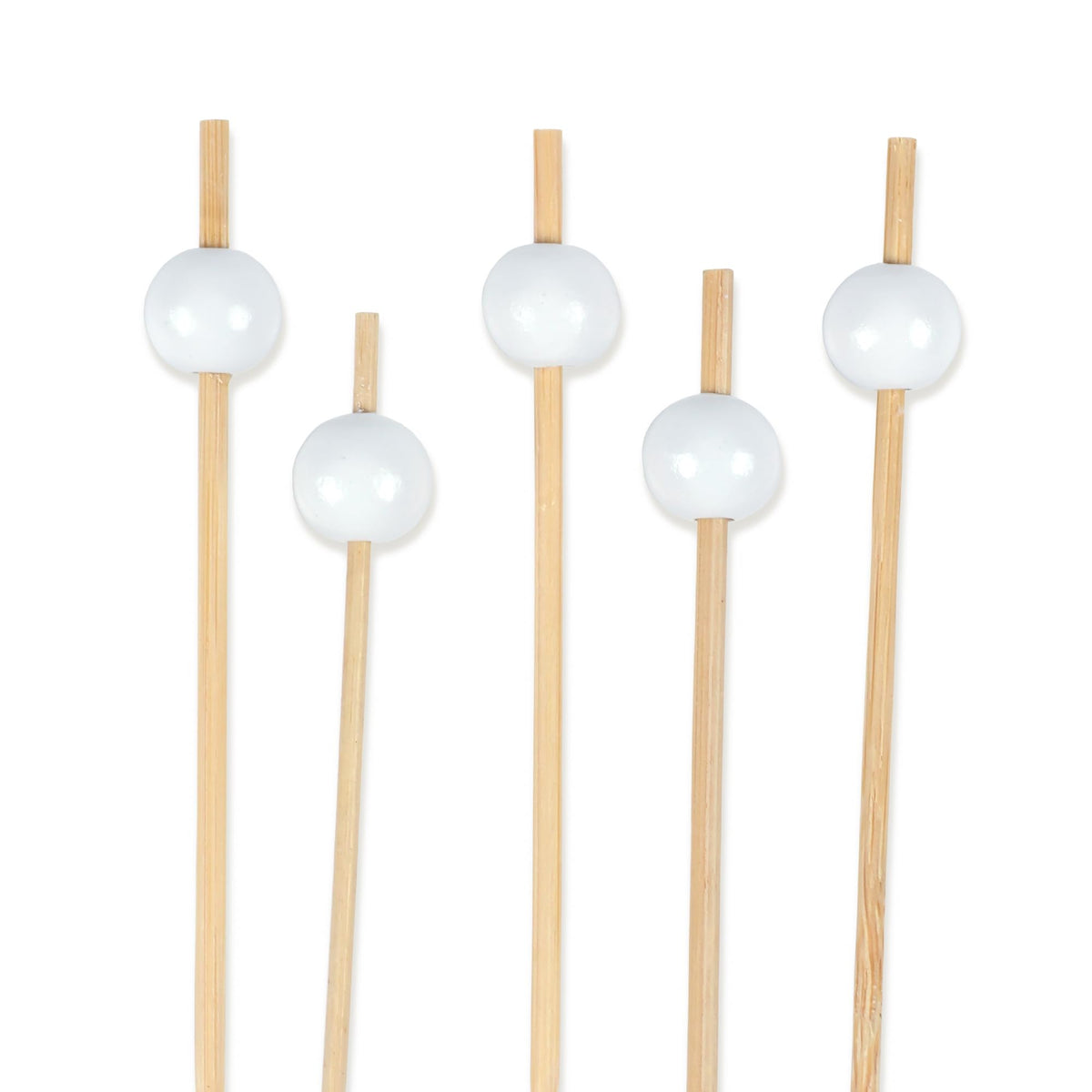 BambooMN Ball End Cocktail Picks - 3" (7.62cm) - Clear - 100 Pieces