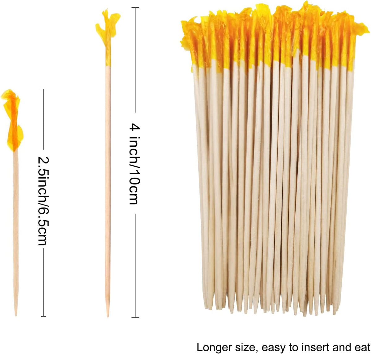 BLUE TOP Wood Frill Picks Toothpicks 4 Inch Value Pack 2000pcs, Wood Frill toothpicks decorative Cocktail Party Toothpicks for Fruit,Appetizers,Club Sandwiches,Great for Valentine's Day and Parties.