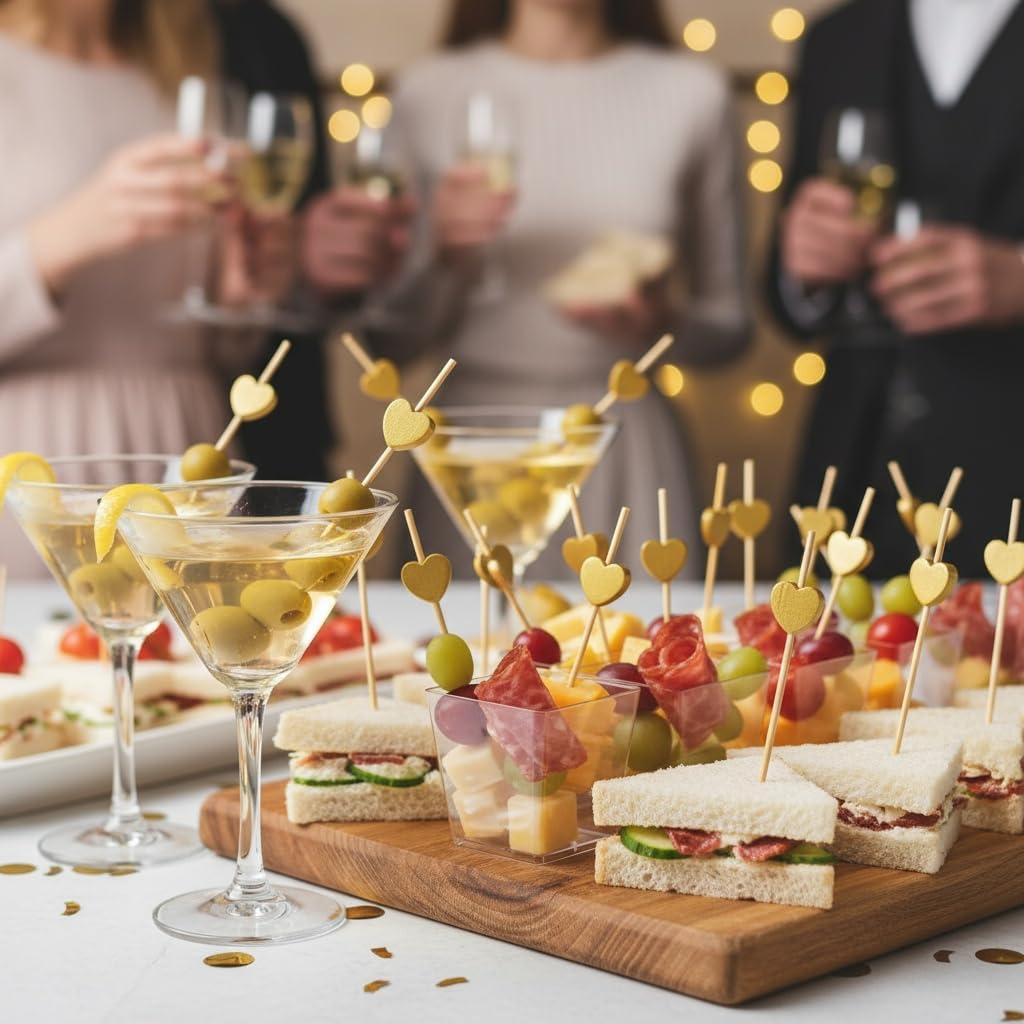 200 Pcs Gold Heart Cocktail Skewers, Wedding Cocktail Picks