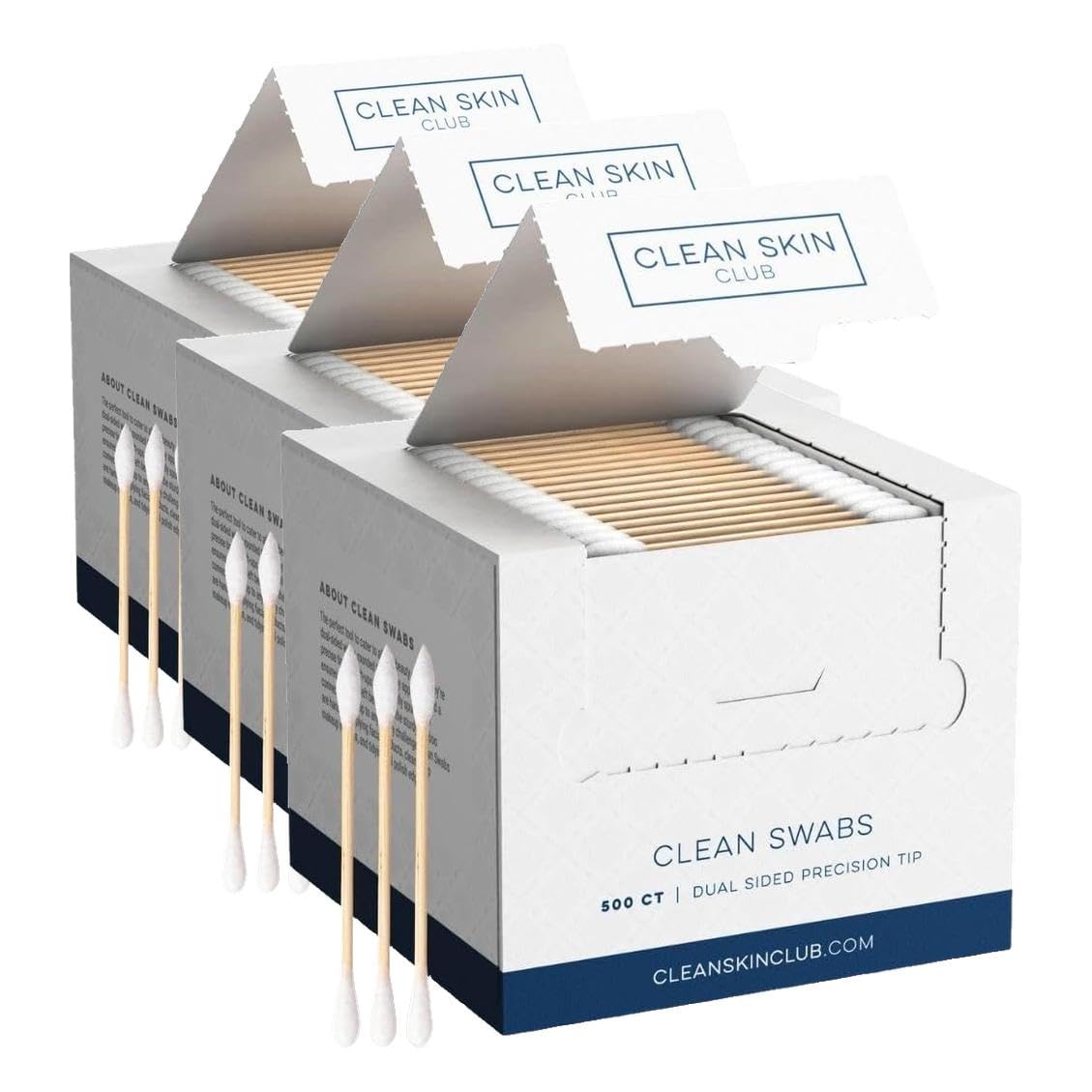 Clean Skin Club Clean Swabs, 2 Pack, 1000 Total Count, One Pointed Tip, Biodegradable + Organic Cotton & Bamboo, Makeup & Nail Polish EyelinerTouch-ups, Ear Cleaning QTips, Sterile, Hypoallergenic