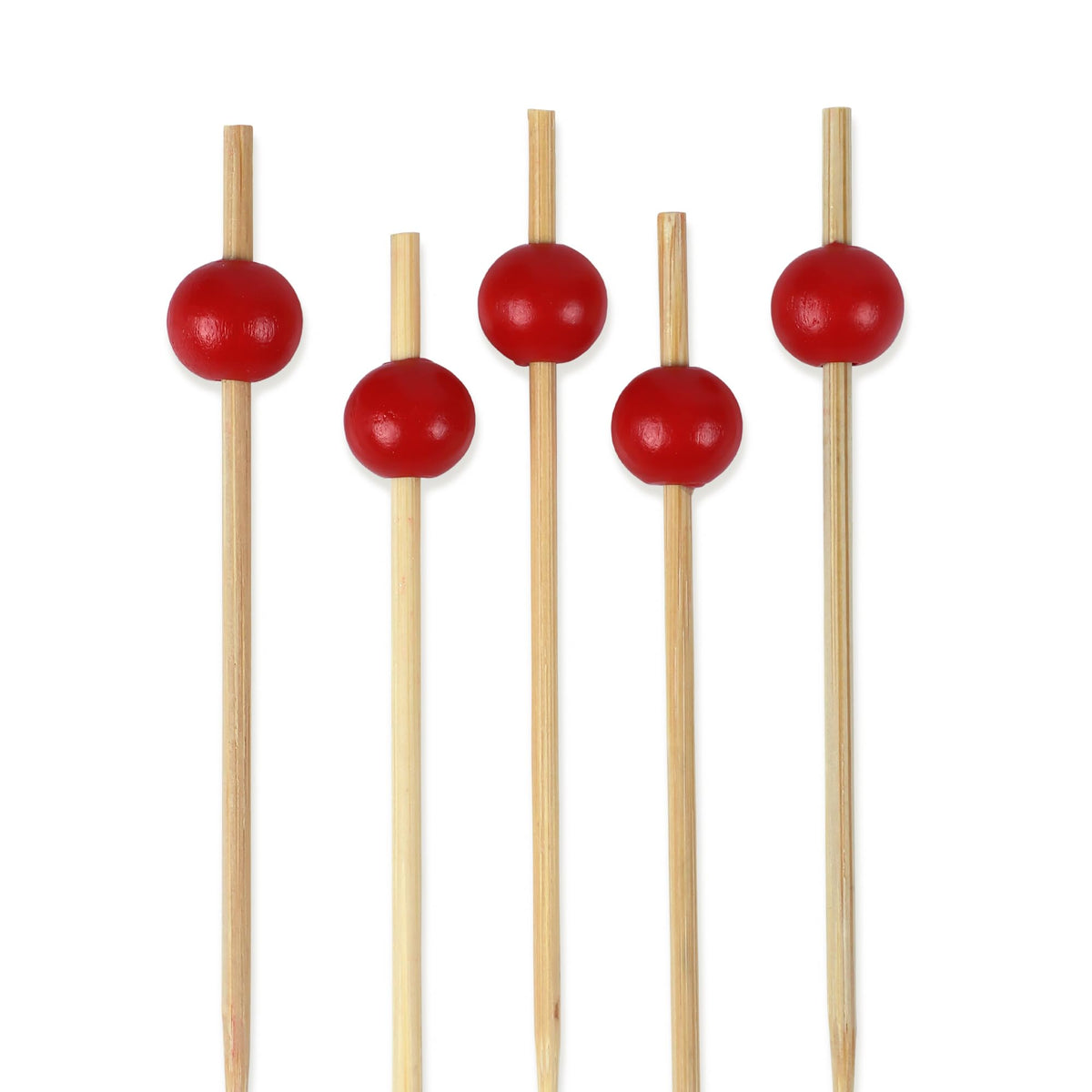 BambooMN Ball End Cocktail Picks - 3" (7.62cm) - Clear - 100 Pieces