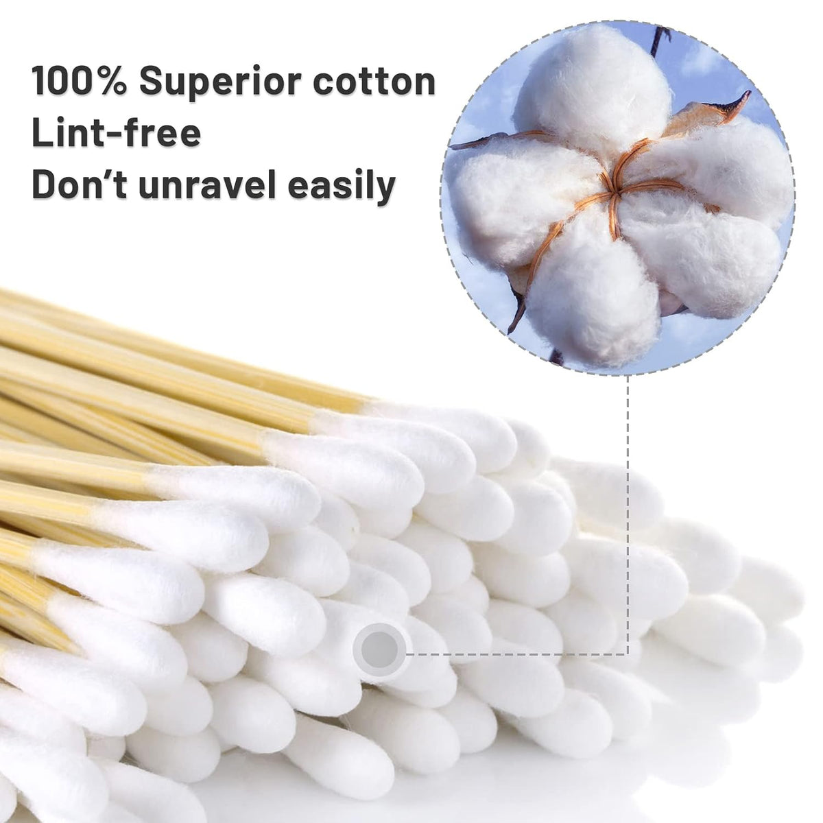 1000PCS 6 Inch Cotton Swabs, Long Cotton Swab with Bamboo Sticks