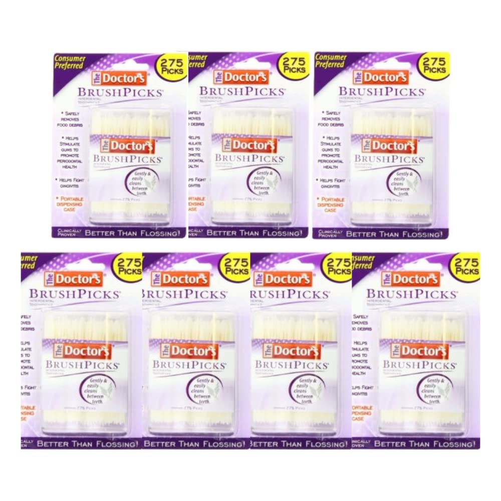 The Doctor's BrushPicks Interdental Toothpicks, Soft Rubber Dental Picks for Teeth Cleaning, Removes Food Debris, Stimulates Gums, Helps Fight Gingivitis, 120 Count (Pack of 12)