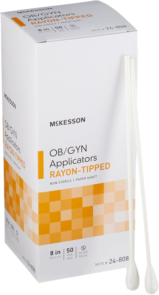 McKesson OB/GYN Applicators Rayon Tipped, Non-Sterile, 8 in, 50 ct