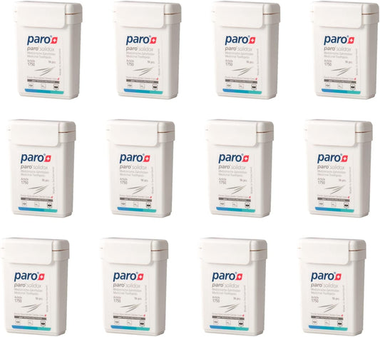 Paro Solidox | Double Pointed Wooden Toothpicks | Medium Interdental Toothpick | 96 Pieces of Wooden Sticks | 12 Pack