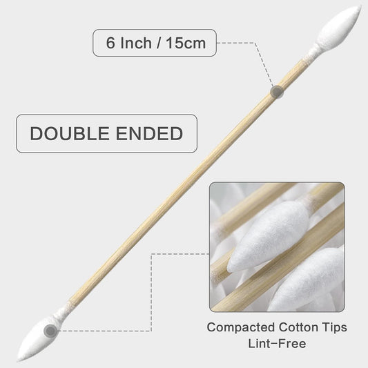 Gun Cleaning Swabs, FSC Bamboo Handle, 6-Inch Double-Ended