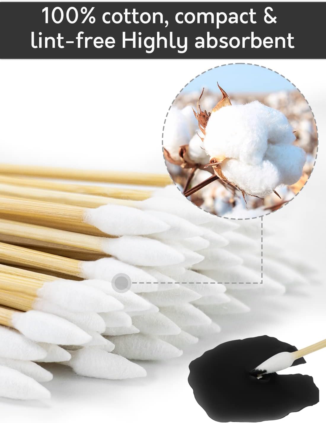 Gun Cleaning Swabs, FSC Bamboo Handle, 6-Inch Lint-Free Swabs