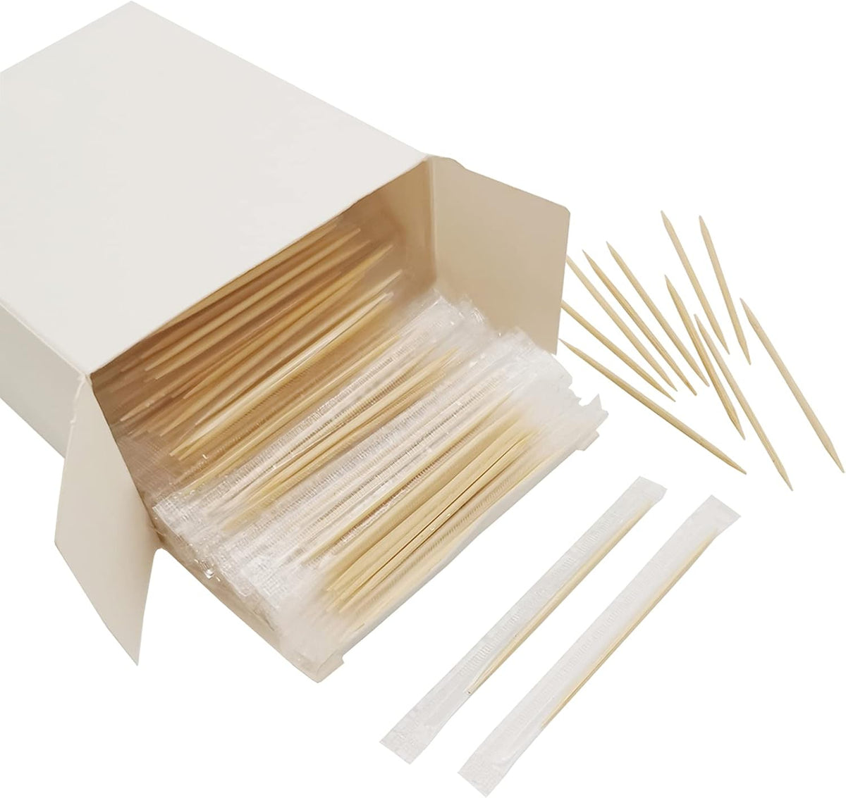 BLUE TOP Wood Bamboo Individually Cello Wrapped Toothpicks 2.5 Inch Pack 4000,Appetizer Picks Food Pick for Appetizers,Cocktails,Fruits,Olive,BBQ Picks.