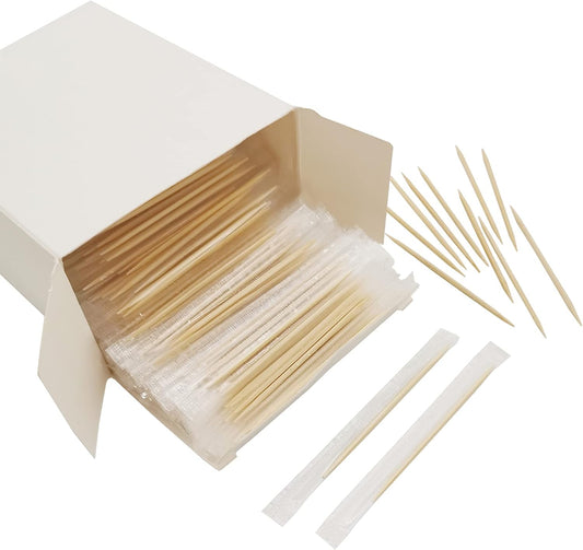 BLUE TOP Wood Bamboo Individually Cello Wrapped Toothpicks 2.5 Inch Pack 4000,Appetizer Picks Food Pick for Appetizers,Cocktails,Fruits,Olive,BBQ Picks.