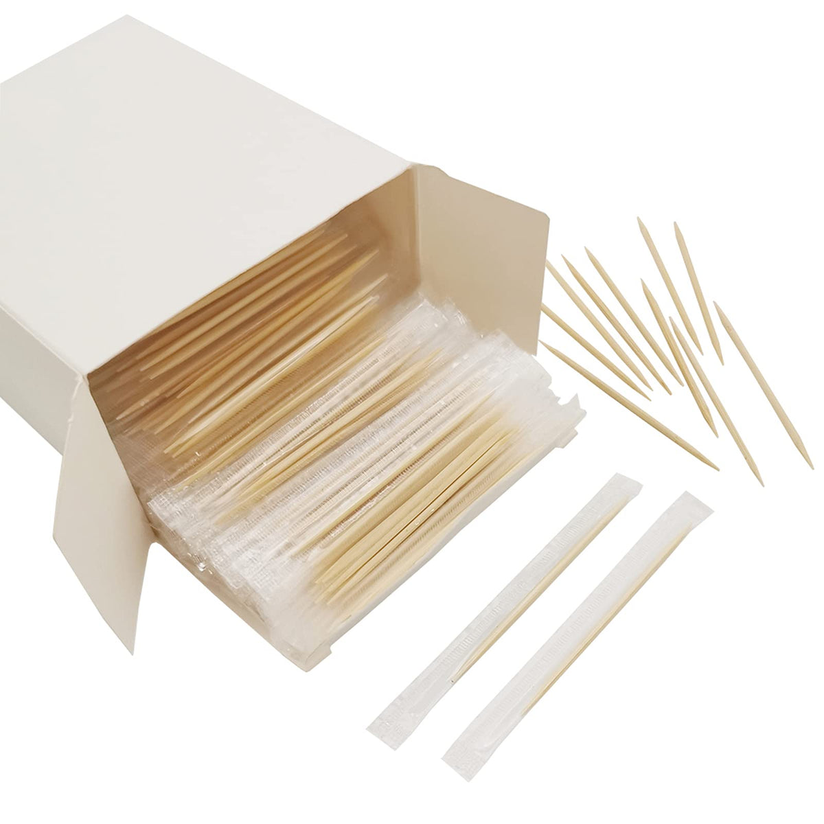 BLUE TOP Wood Bamboo Individually Cello Wrapped Toothpicks 2.5 Inch Pack 4000,Appetizer Picks Food Pick for Appetizers,Cocktails,Fruits,Olive,BBQ Picks.