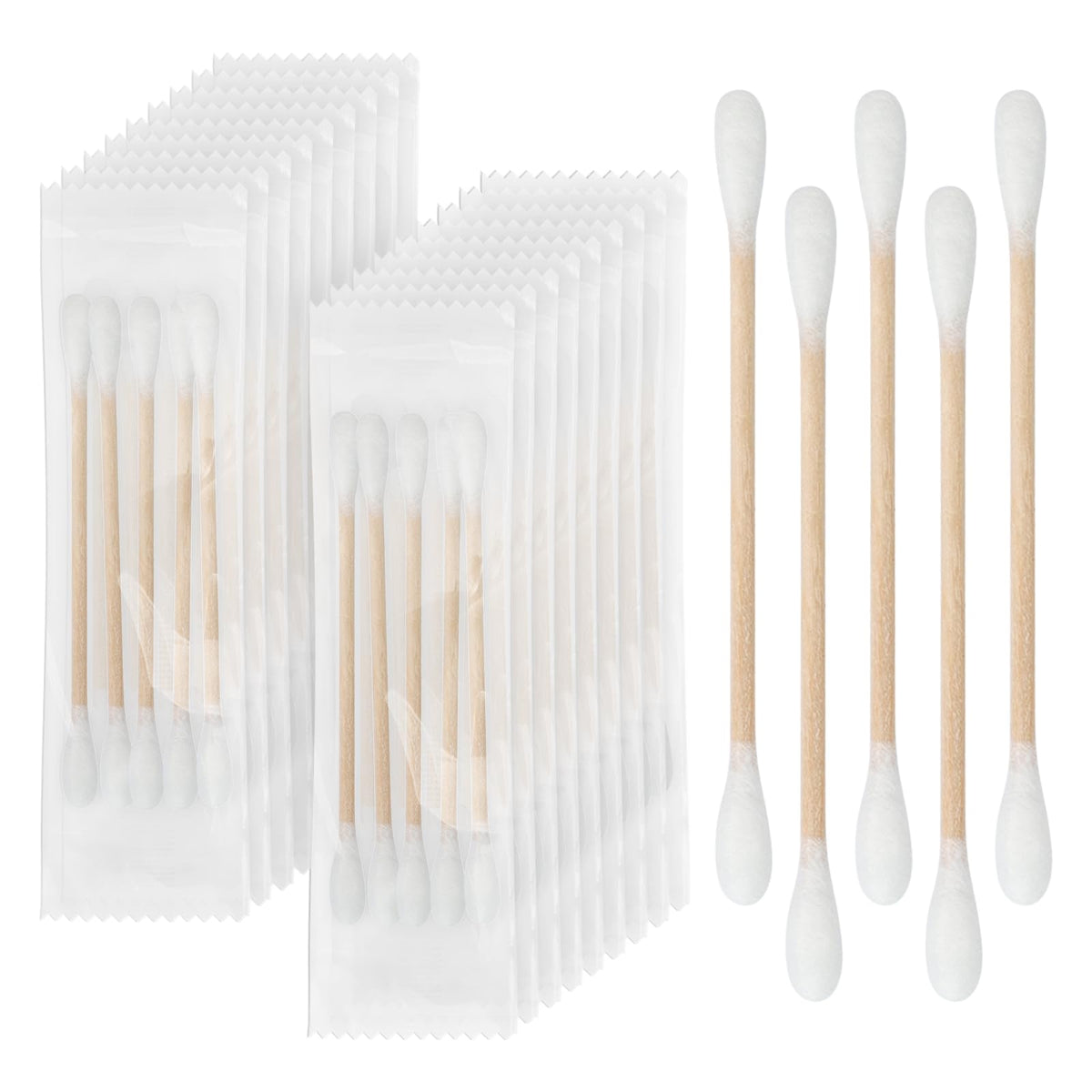 Cotton Swabs in Bulk (5 Swabs Per Pack, 300 Packs Per Box)