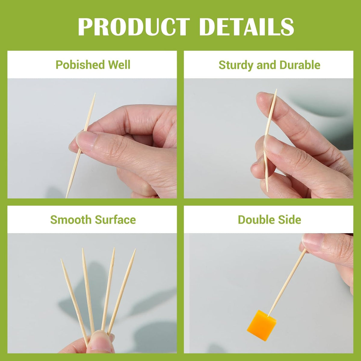 Kifmurase 8000 Pcs Bamboo Wooden toothpicks with Individually Wrapped Package 2.5 Inch Double Point Disposable Cocktail Picks for Appetizer Commercial Restaurant Food Fruit BBQ Teeth Cleaning