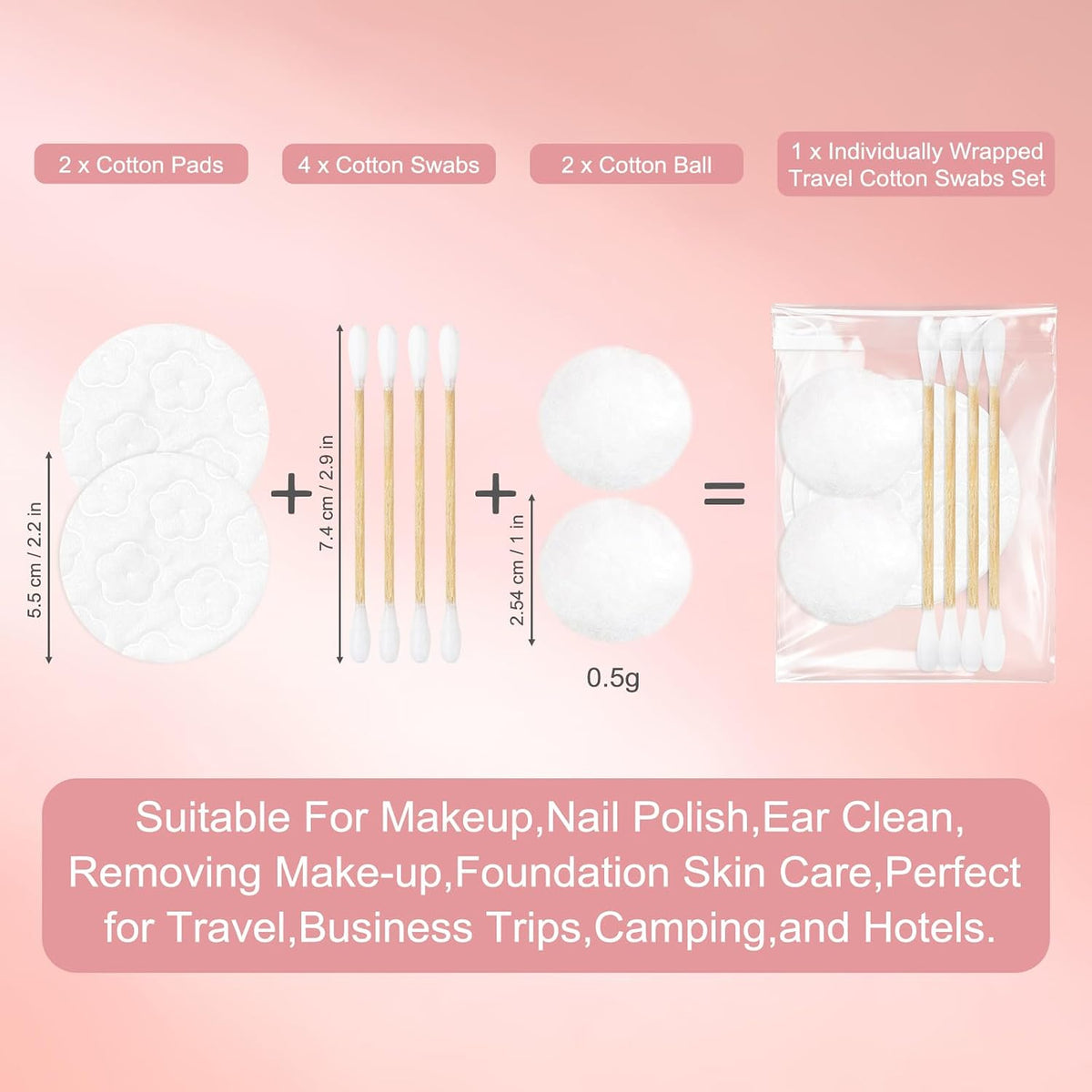 60 twoworld Travel Cotton Swabs Set Portable,Vanity Kit Travel