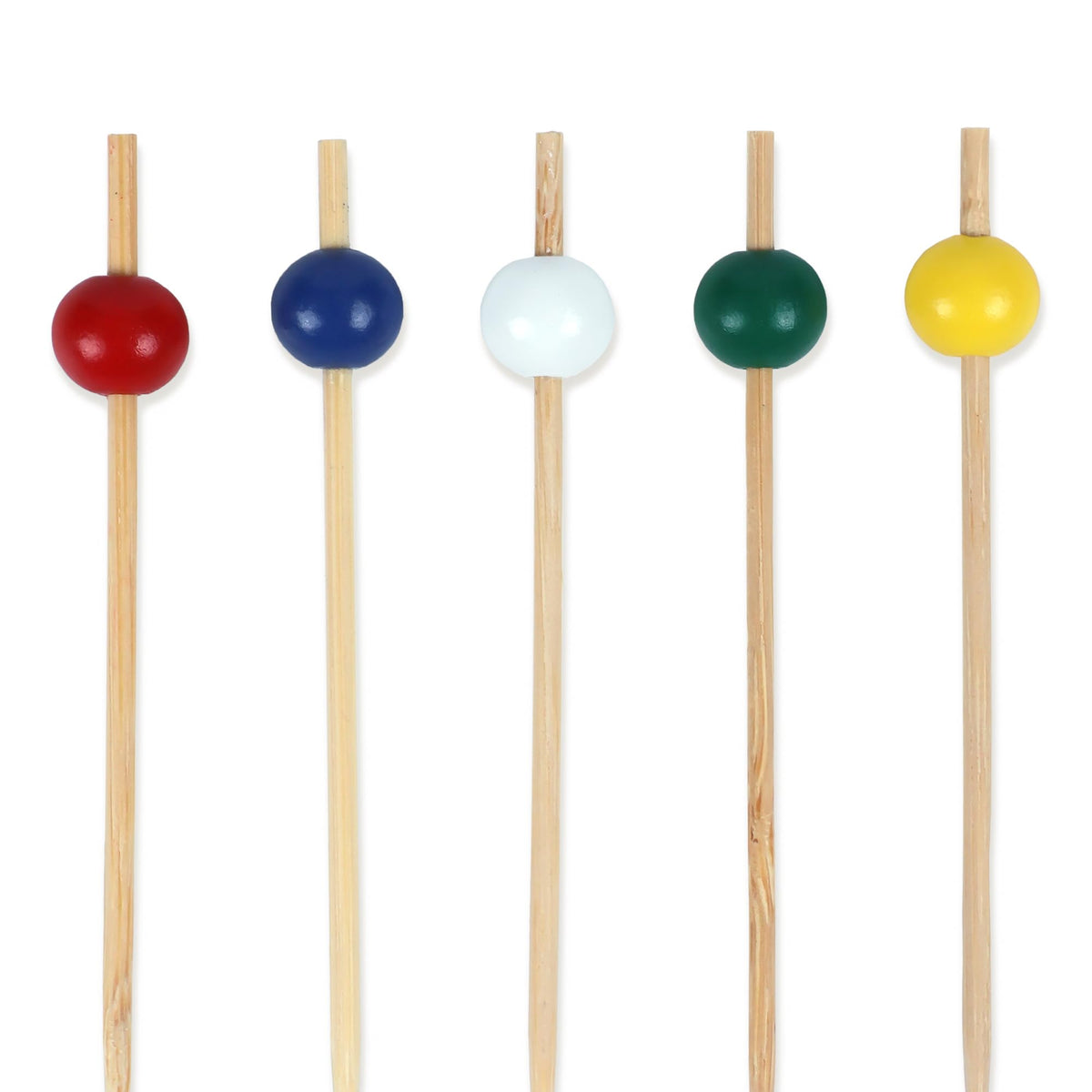 BambooMN Ball End Cocktail Picks - 3" (7.62cm) - Clear - 100 Pieces