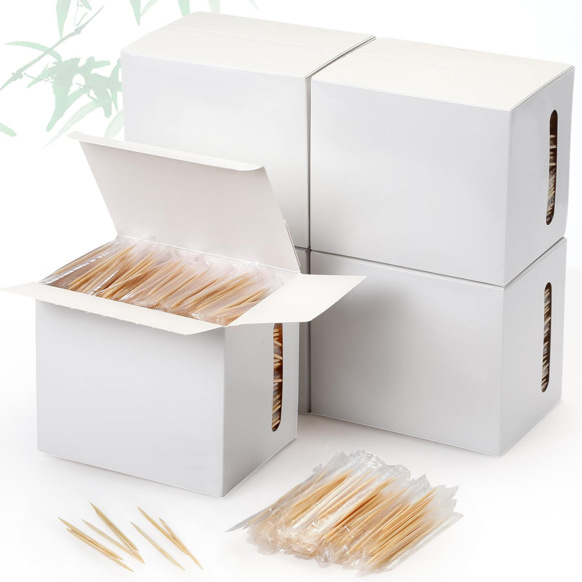 Nuogo 6000 Pcs Bulk Bamboo Wooden Toothpicks Individually Wrapped