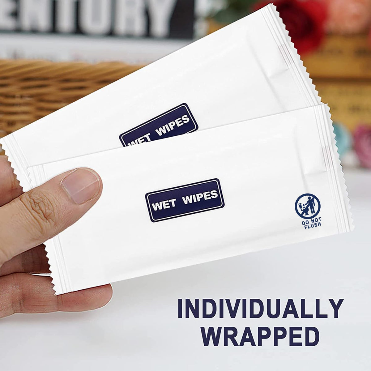 100 Pack Wet Wipes Individually Wrapped, Unscented Travel Hand Wipes