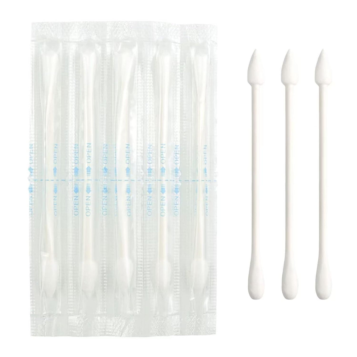 Cotton Swabs - Individually Wrapped Double Tipped Paper Sticks for Ear, Make-up, 100 Count (White, Round/Pointed End)