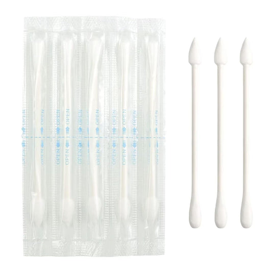 Cotton Swabs - Individually Wrapped Double Tipped Paper Sticks for Ear, Make-up, 100 Count (White, Round/Pointed End)