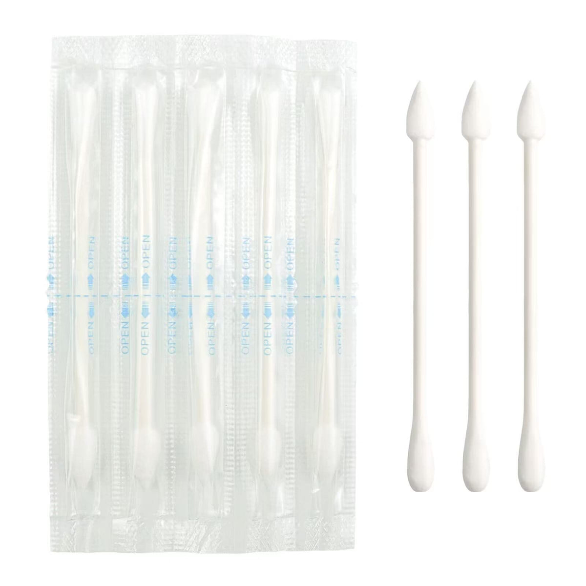 Cotton Swabs - Individually Wrapped Double Tipped Paper Sticks for Ear, Make-up, 100 Count (White, Round/Pointed End)