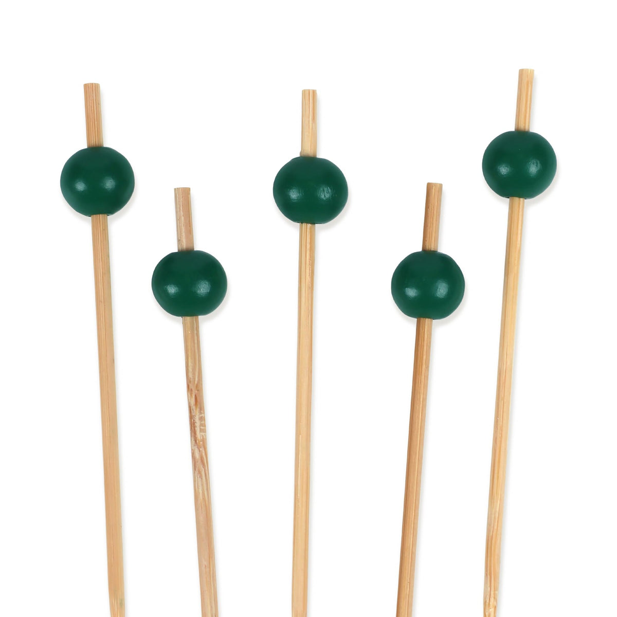 BambooMN Ball End Cocktail Picks - 3" (7.62cm) - Clear - 100 Pieces