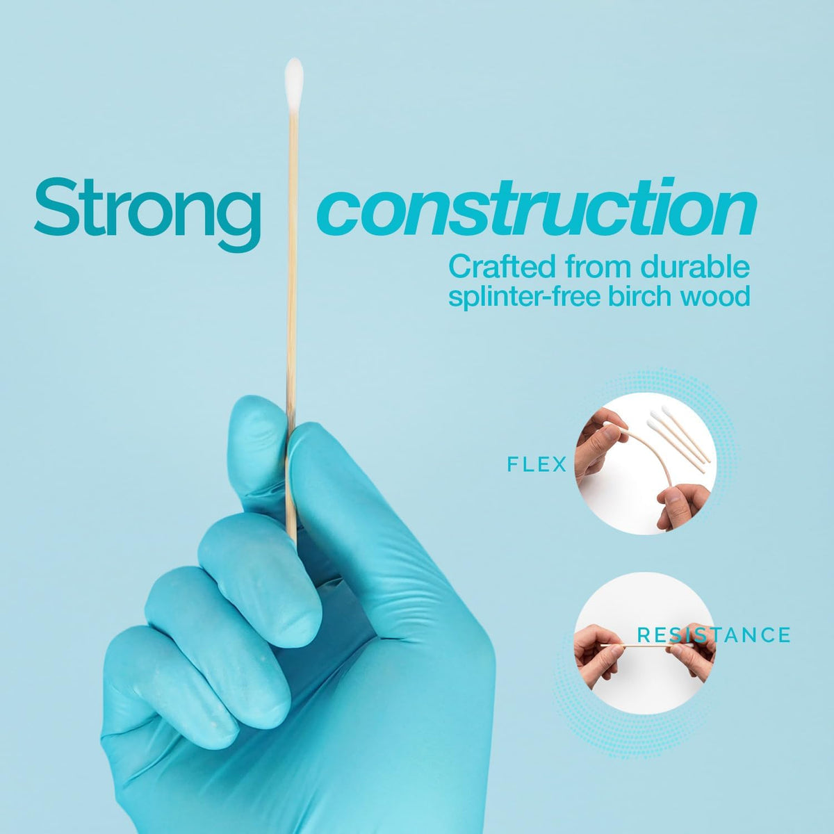 Dynarex Cotton Tipped Wood Applicators - 6" - Sterile - Medical Swabs for Wound Care, Cleaning, Crafts - 10 Boxes per Case, 100 Pouches per Box, 2 Applicators per Pouch