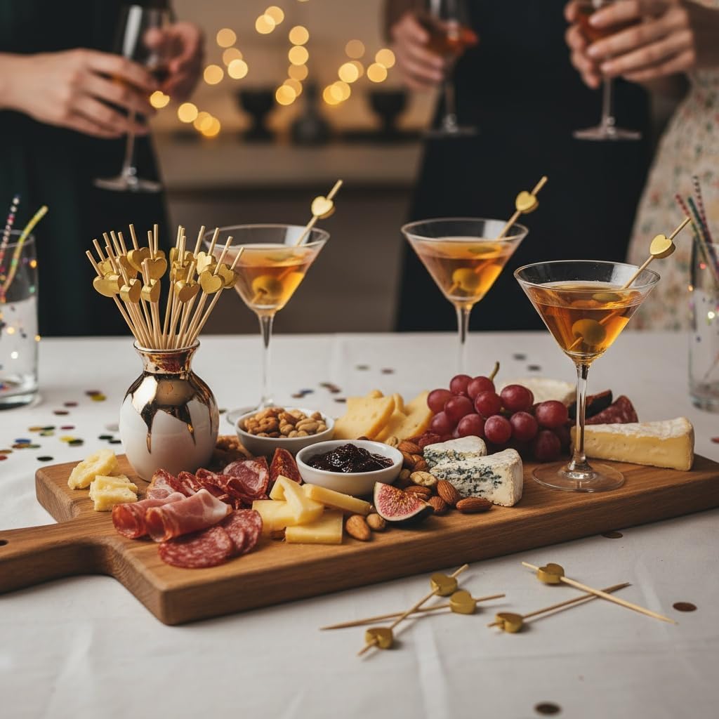 200 Pcs Gold Heart Cocktail Skewers, Wedding Cocktail Picks