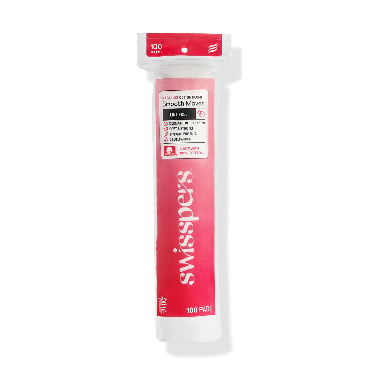 Swisspers Premium Cotton Rounds, Dual-Sided, 100 Count (Pack of 6)