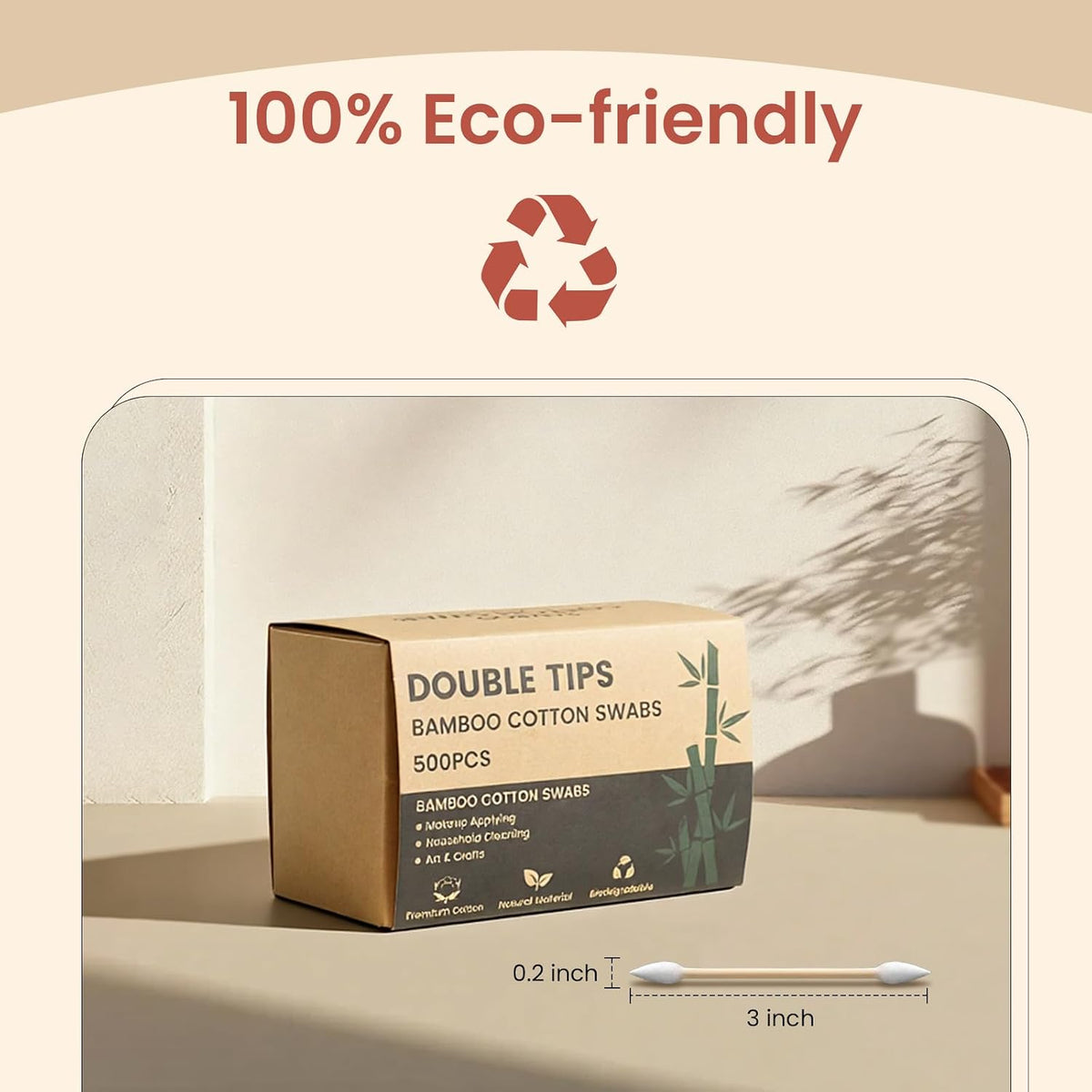 Pointed Cotton Swabs, Double Precision Tips Sturdy Bamboo Sticks, 1200Count