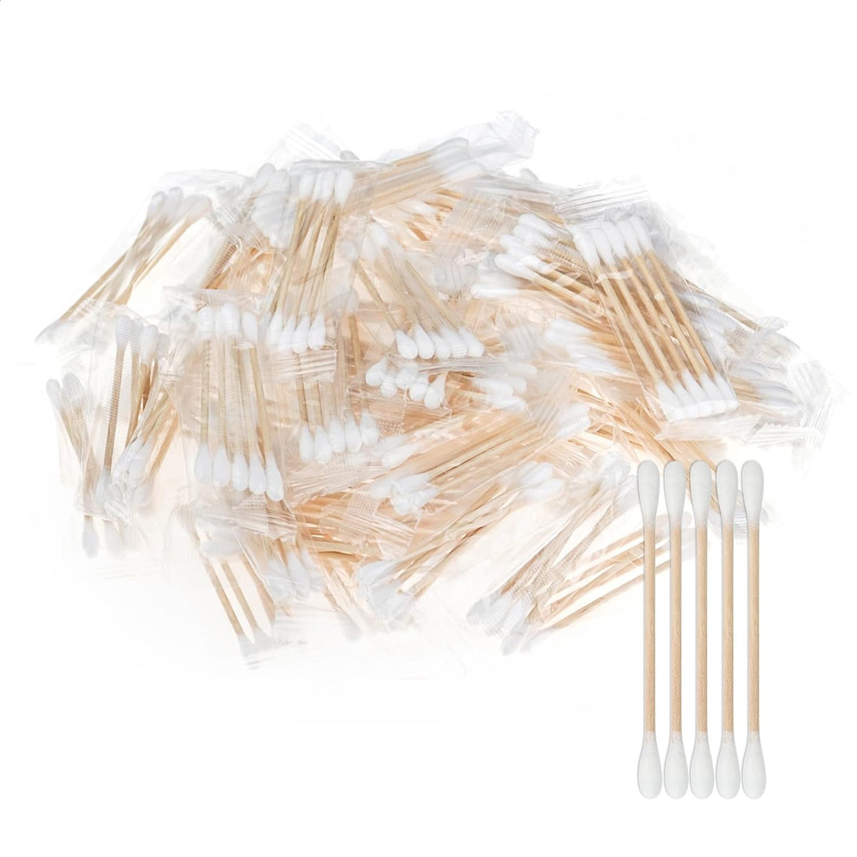 Cotton Swabs in Bulk (5 Swabs Per Pack, 300 Packs Per Box)