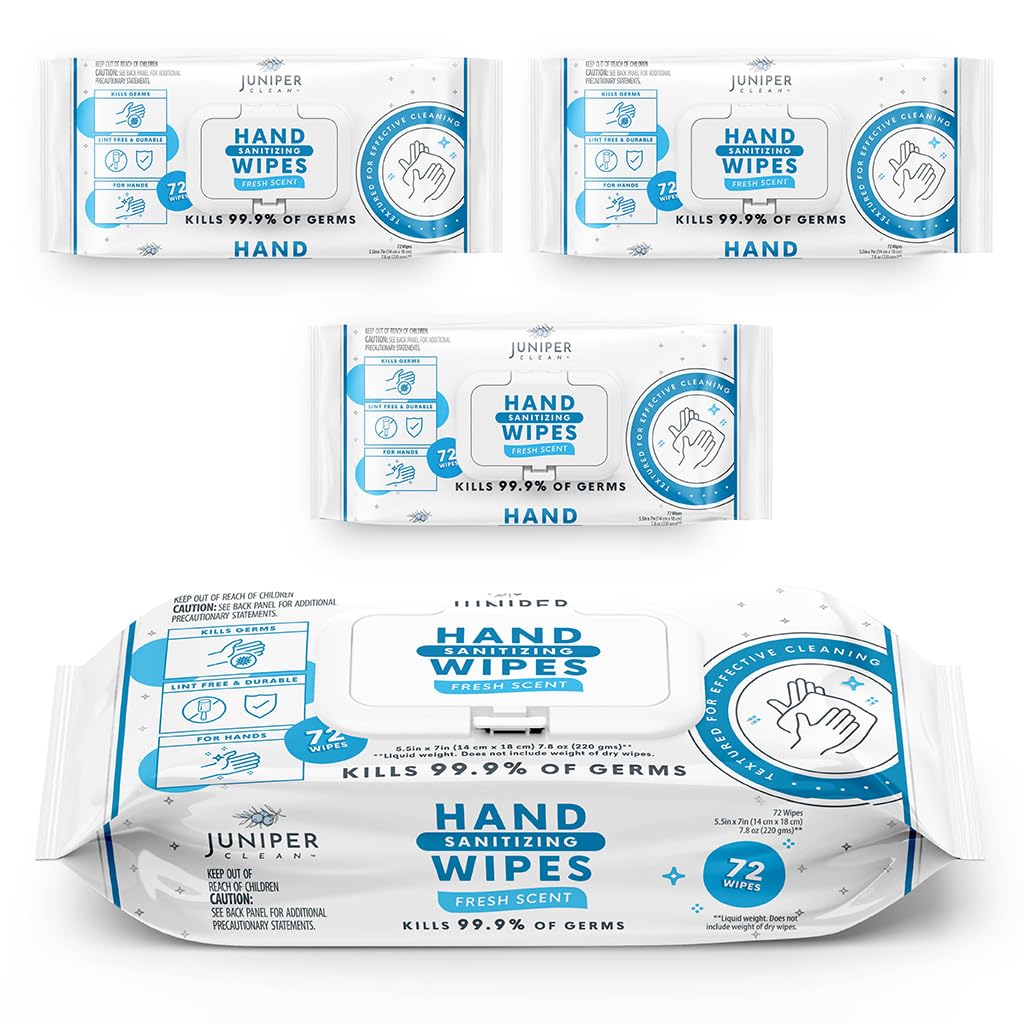 Juniper CLEAN Hand Sanitizing Wipes, 432 Count Soft Flow (Pack of 6)