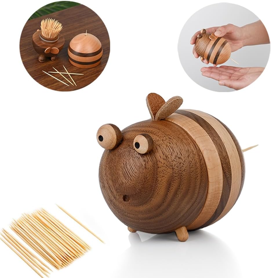 Damuzhi Bee Toothpick Holder Dispenser -Includes 150 Pcs Toothpicks