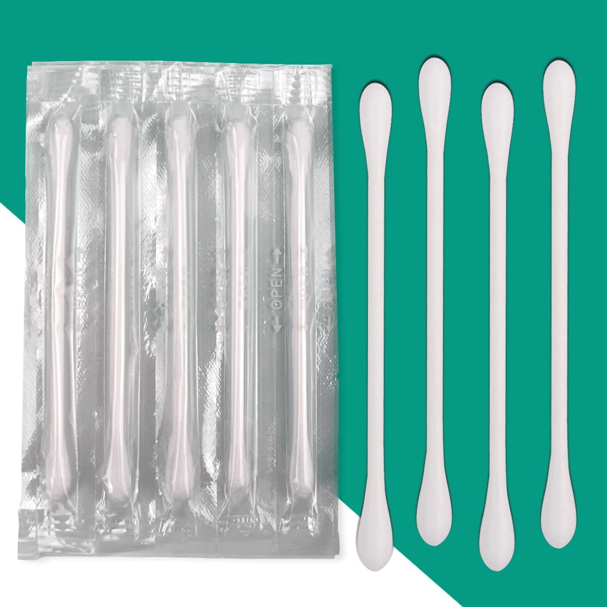 400 Pack Cotton Swab Individually Wrapped, Individually Wrapped Double Tipped Cotton Swabs Paper Sticks Cotton Buds(White, Round/Pointed End)