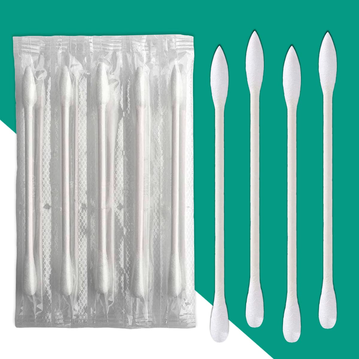 400 Pack Cotton Swab Individually Wrapped, Individually Wrapped Double Tipped Cotton Swabs Paper Sticks Cotton Buds(White, Round/Pointed End)