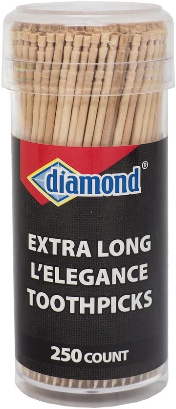Diamond Extra Long L'Elegance Premium Notched Toothpicks, 250 Count, 3 Pack