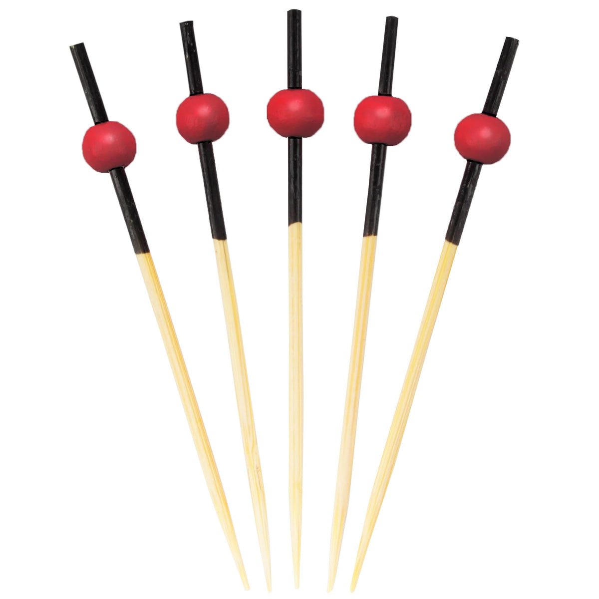 BambooMN Ball End Cocktail Picks - 3" (7.62cm) - Clear - 100 Pieces