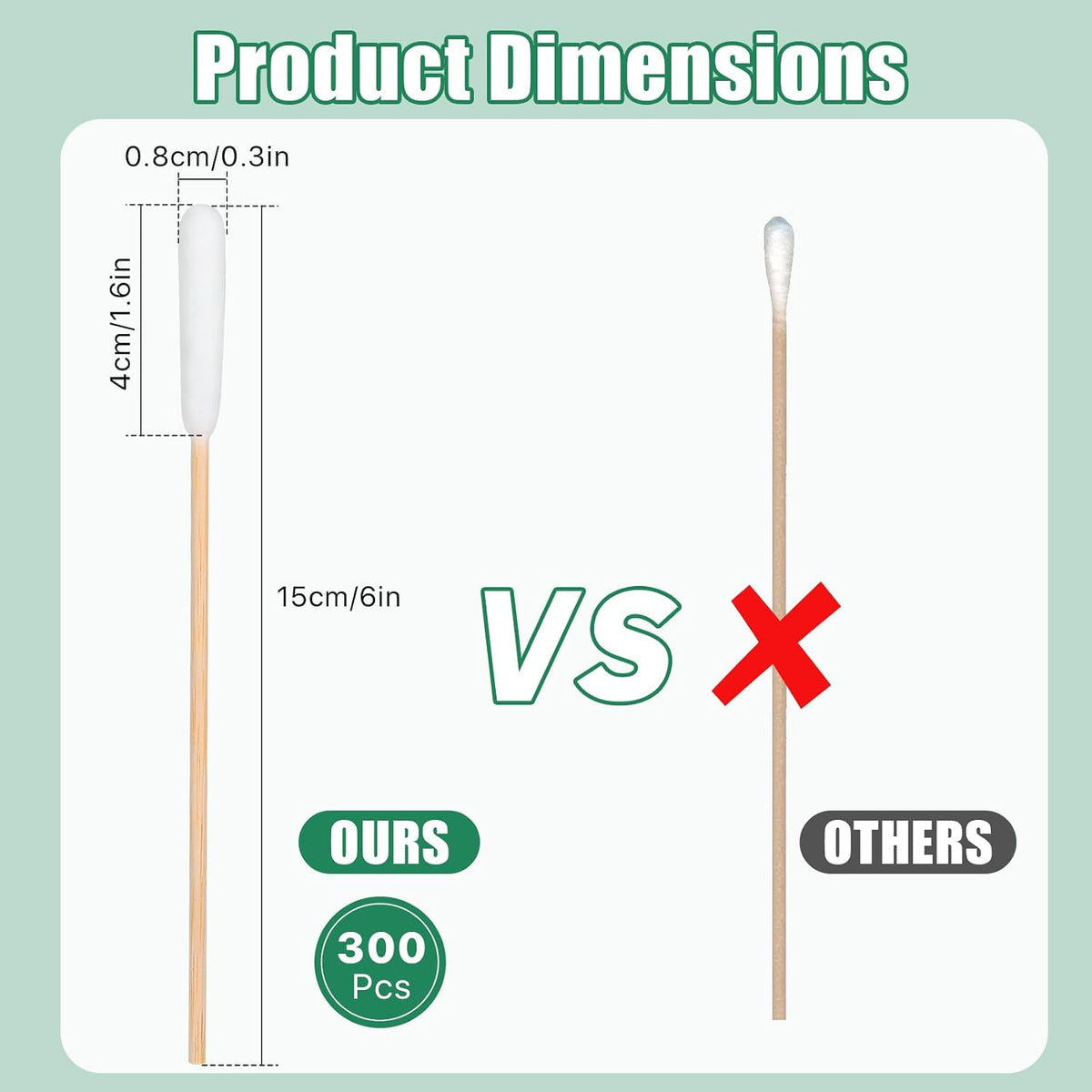 Dog Qtips, 6"Cotton Swabs with Long Bamboo Handle Sticks for Dog Ear Care