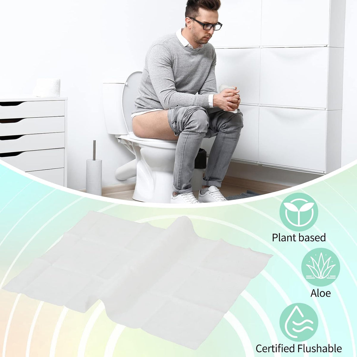 Lounsweer 500 Count Wet Wipes, Light Green