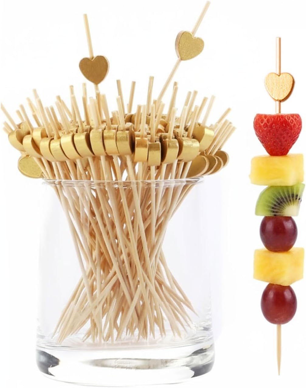 200 Pcs Gold Heart Cocktail Skewers, Wedding Cocktail Picks
