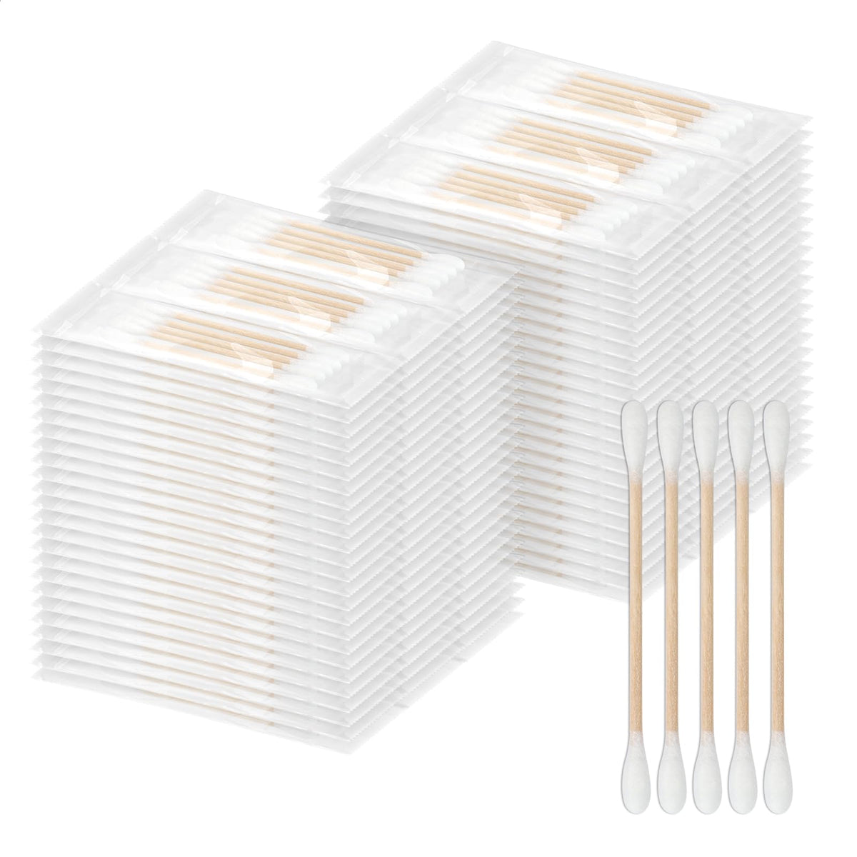 Cotton Swabs in Bulk (5 Swabs Per Pack, 300 Packs Per Box)