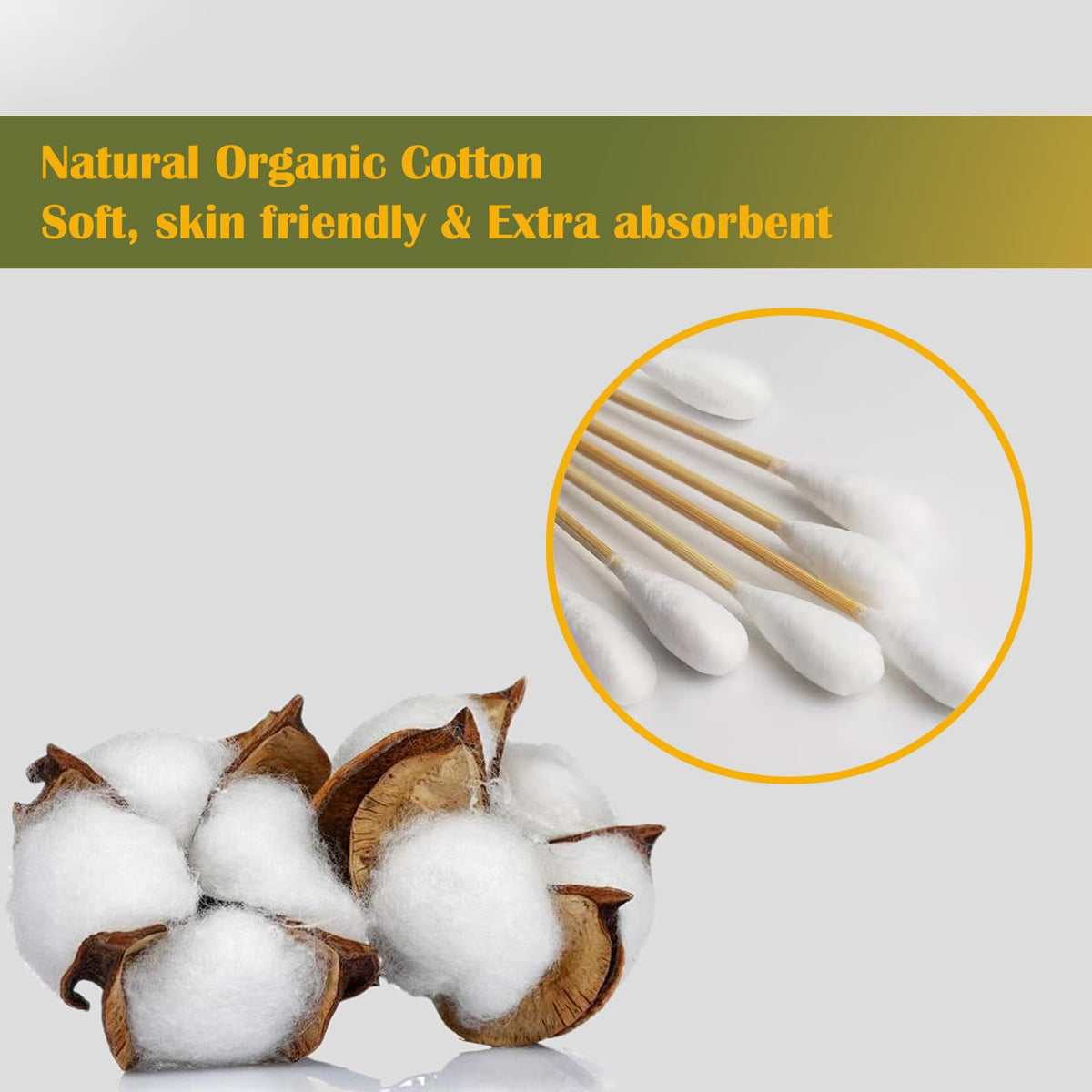 6 Inch Long Large Size Cotton Swabs 400PCS in Storage Box,Bamboo Sticks & Highly Absorbent Tipped Applicators for Pet Care