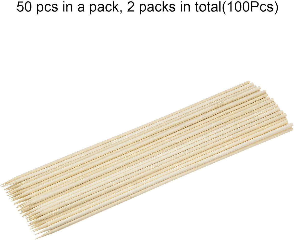 HARFINGTON 100pcs Bamboo Skewers Sticks 20 Inch 5mm Dia Natural Wooden Cocktail Picks for Barbecue Appetizers Grilling Fruit